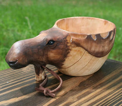 Hand-Carved Scandinavian Wooden Kuksa Cup – Rustic Camping & Coffee Mug