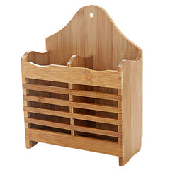 Wall Mounted Bamboo Wooden Chopstick & Utensil Holder