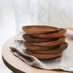 Handmade Acacia Wooden Round Plates for Dining