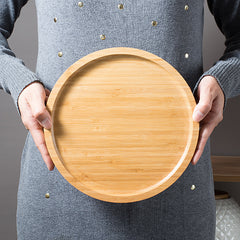 Round Bamboo Wooden Bread & Barbecue Serving Tray