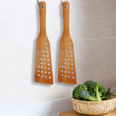 Handmade Wooden Spatula with Holes for Cooking