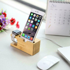 Bamboo Wood Charging Dock Stand for Phone & Watch