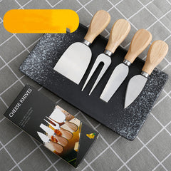 4-Piece Stainless Steel Cheese Knife Set Wooden Handles