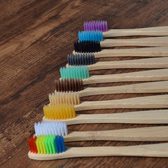 Eco-Friendly Bamboo Toothbrush Set – 10 Mixed Colors