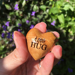 Engraved Wooden Heart Token Gift for Love