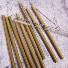 Eco-Friendly Natural Bamboo Straws with Cleaning Brush