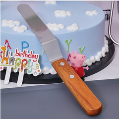 10 Inch Stainless Steel Cake Spatula with Wooden Handle