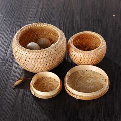 Bamboo Woven Tea Pot Storage Box Container