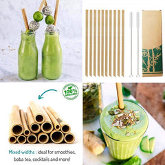 Eco-Friendly 10Pcs Natural Bamboo Reusable Drinking Straws