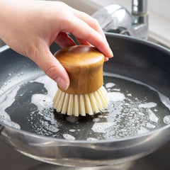 Eco-Friendly Bamboo Handle Round Head Kitchen Brush