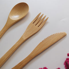 Eco-Friendly Bamboo Wooden Cutlery Set with Pouch