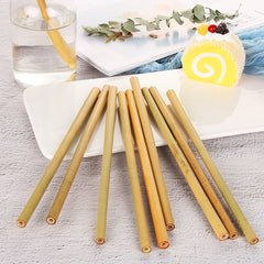 Eco-Friendly Natural Bamboo Straws with Cleaning Brush