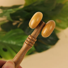 Wooden Sandalwood Handheld Massager – Relaxing Push Roller for Stress Relief
