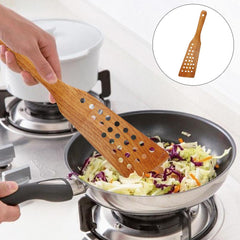 Handmade Wooden Spatula with Holes for Cooking