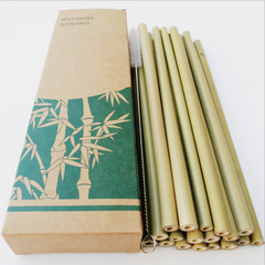 Eco-Friendly Green Yellow Bamboo Drinking Straws 20cm