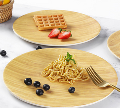 Natural Bamboo Fiber Round Meal Tray – Eco-Friendly Wooden Serving Plate (23cm)