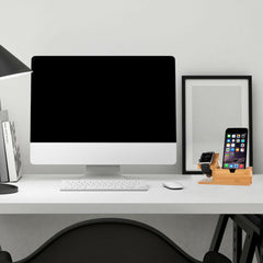 Bamboo Wood Charging Dock Stand for Phone & Watch