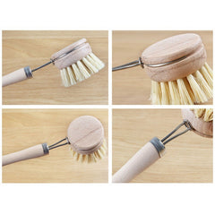 Eco-Friendly Bamboo Long Handle Pot Cleaning Brush