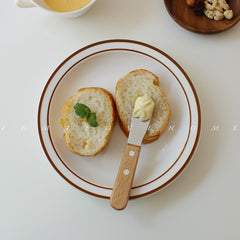 Japanese Style Wooden Handle Butter Knife Serrated Spreader