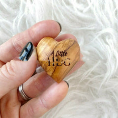 Engraved Wooden Heart Token Gift for Love