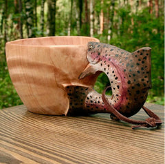 Hand-Carved Scandinavian Wooden Kuksa Cup – Rustic Camping & Coffee Mug