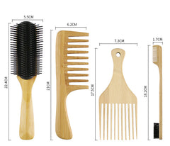 Natural Wooden Hair Comb Set for Smooth Styling