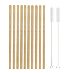 Eco-Friendly 10Pcs Natural Bamboo Reusable Drinking Straws