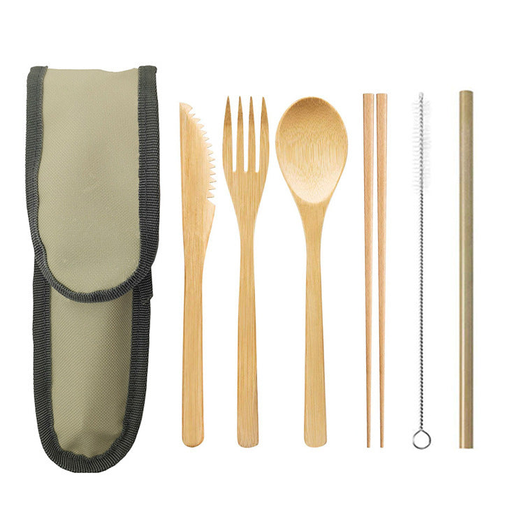 Eco-Friendly Bamboo Travel Cutlery Set with Case