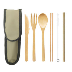 Eco-Friendly Bamboo Travel Cutlery Set with Case