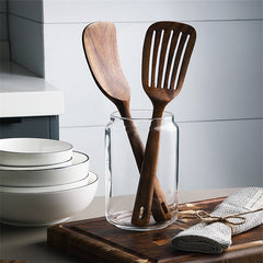 Household Wooden Non-Stick Cooking Spatula – Teak Wood, Heat-Resistant & Durable