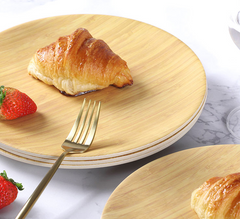 Natural Bamboo Fiber Round Meal Tray – Eco-Friendly Wooden Serving Plate (23cm)