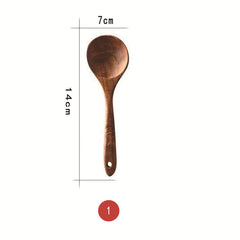 Wooden Non-Stick Cooking Utensil Set – Teak Spatulas & Spoons for Everyday Kitchen Use
