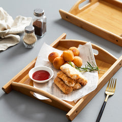 Rectangular Bamboo Serving Tray with Handles
