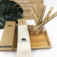 Eco-Friendly Biodegradable Bamboo Drinking Straws with Brush