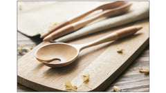 Japanese Wooden Long Handle Spoon Fork Set – Eco-Friendly Kitchen Utensils