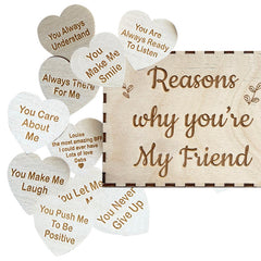 Wooden Friendship Box with Heart Tokens Gift