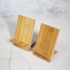 Eco-Friendly Bamboo Phone Holder with Charging Slot