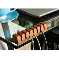 Solid Wood Cable Organizer Box – Desktop Wire Management Clamp