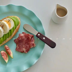 Japanese Style Wooden Handle Butter Knife Serrated Spreader