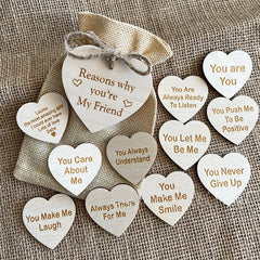 Wooden Friendship Box with Heart Tokens Gift