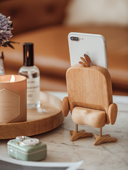 Big Face Duck Wooden Mobile Phone Stand – Creative Desk Ornament