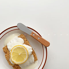 Japanese Style Wooden Handle Butter Knife Serrated Spreader