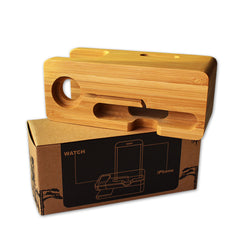 Bamboo Phone Stand with Watch Charging Dock