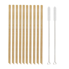 Eco-Friendly 10Pcs Natural Bamboo Reusable Drinking Straws