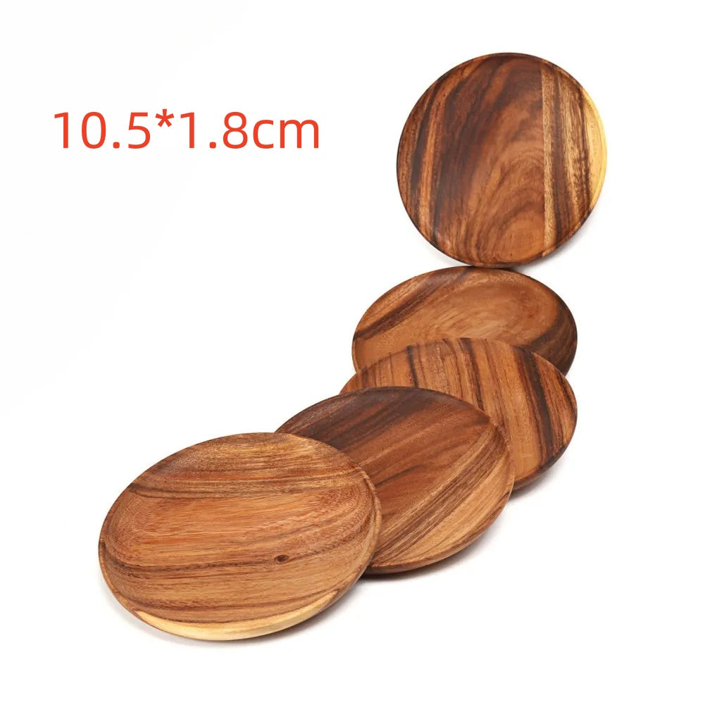 Handmade Acacia Wooden Round Plates for Dining