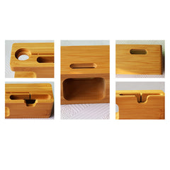 Bamboo Wood Charging Dock Stand for Phone & Watch