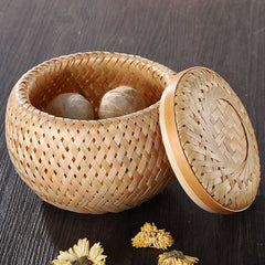 Bamboo Woven Tea Pot Storage Box Container