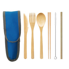 Eco-Friendly Bamboo Travel Cutlery Set with Case