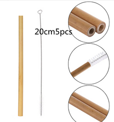 Eco-Friendly Natural Bamboo Straws with Cleaning Brush