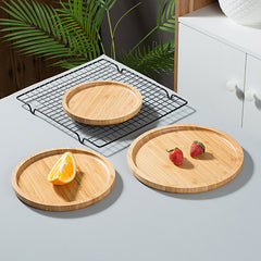 Round Bamboo Wooden Bread & Barbecue Serving Tray
